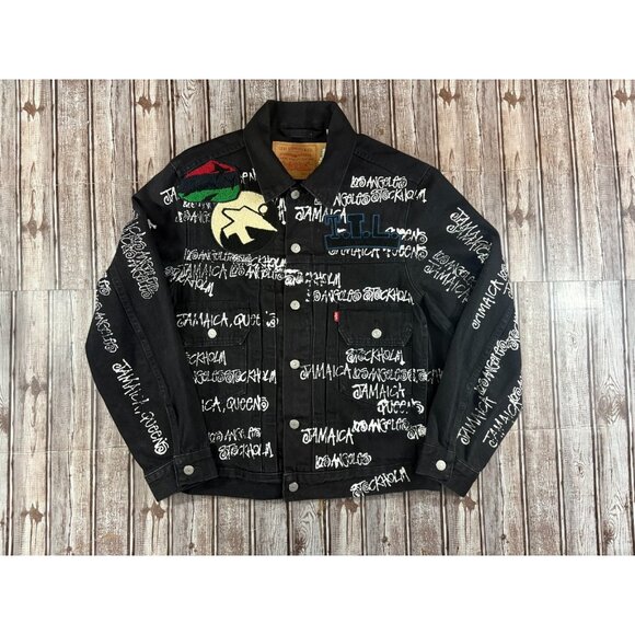 Levi's x DENIM TEARS Stussy Our Legacy Paint Patch Jacket sz S color Black - Picture 1 of 10